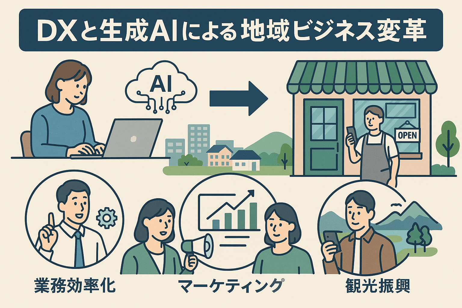 DXと生成AIによる地域ビジネス変革のイメージ